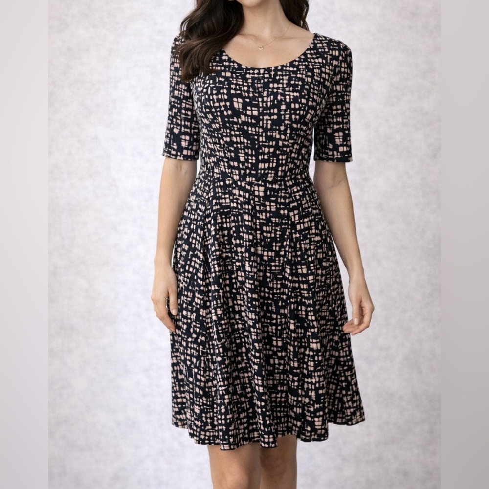 Connected Dress Black Pink 10 Short Sleeve A Line Washable NEW NWOT